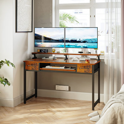 - ODK Computer Desk with Drawers | 48 Inch Office Desk with Keyboard Tray -