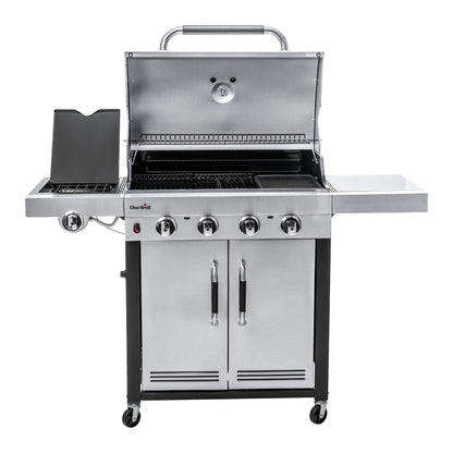 Char-Broil 140895 Advantage Series 445S - 4 Burner Gas Barbecue Grill with TRU-Infrared Technology, Stainless Steel Finish & 140 766 - Universal 3-4 Burner Gas Barbecue Grill Cover, Black.