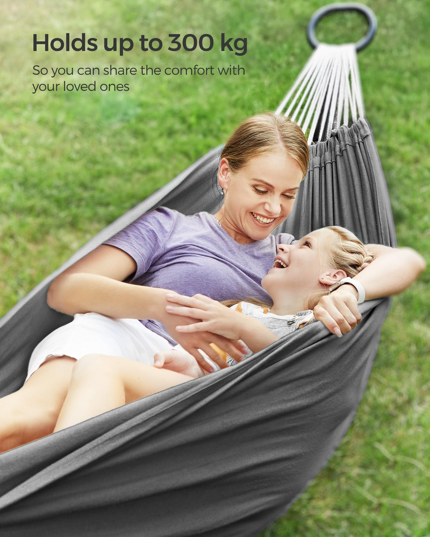 - SONGMICS Hammock | 210 x 150 cm | Double Hammock | 300 kg Load Capacity | For Terrace, Garden, Outdoor, Camping | Complete With Carry Bag | Grey GDC15GY -