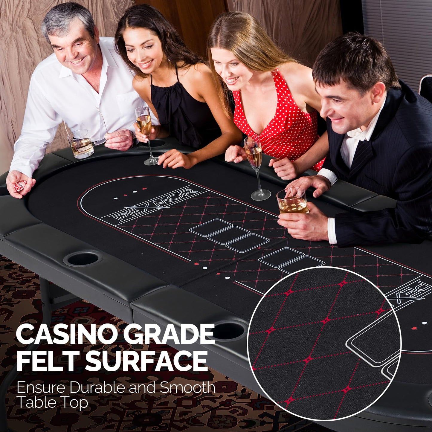 - PEXMOR Foldable 8 Player Poker Table | Folding Blackjack Casino Card Game Table -