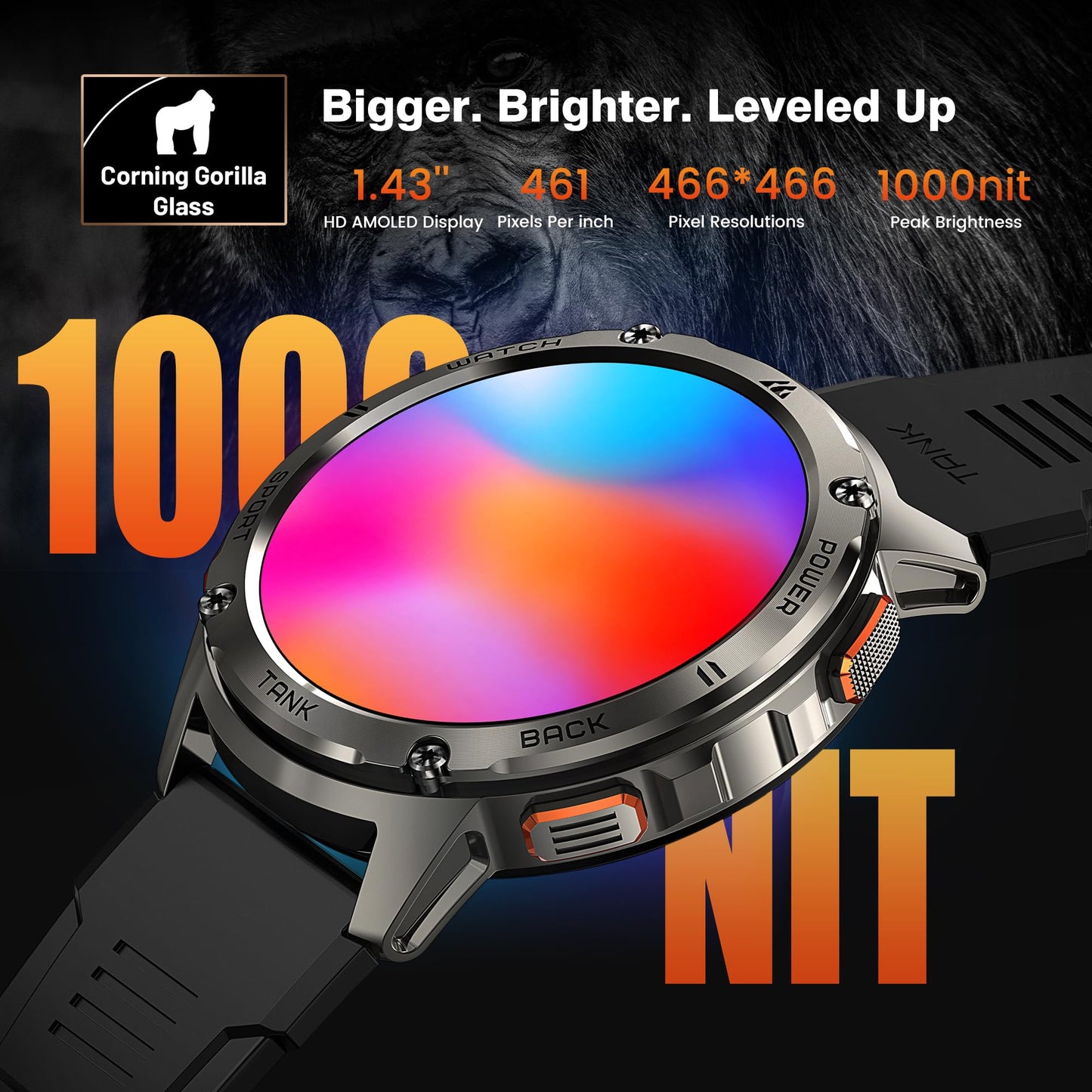 - KOSPET Smart Watch for Men | 60 Days Extra-Long Battery | 5ATM IP69K Waterproof for Swimming | Rugged Military Full Metal Body Smartwatch -