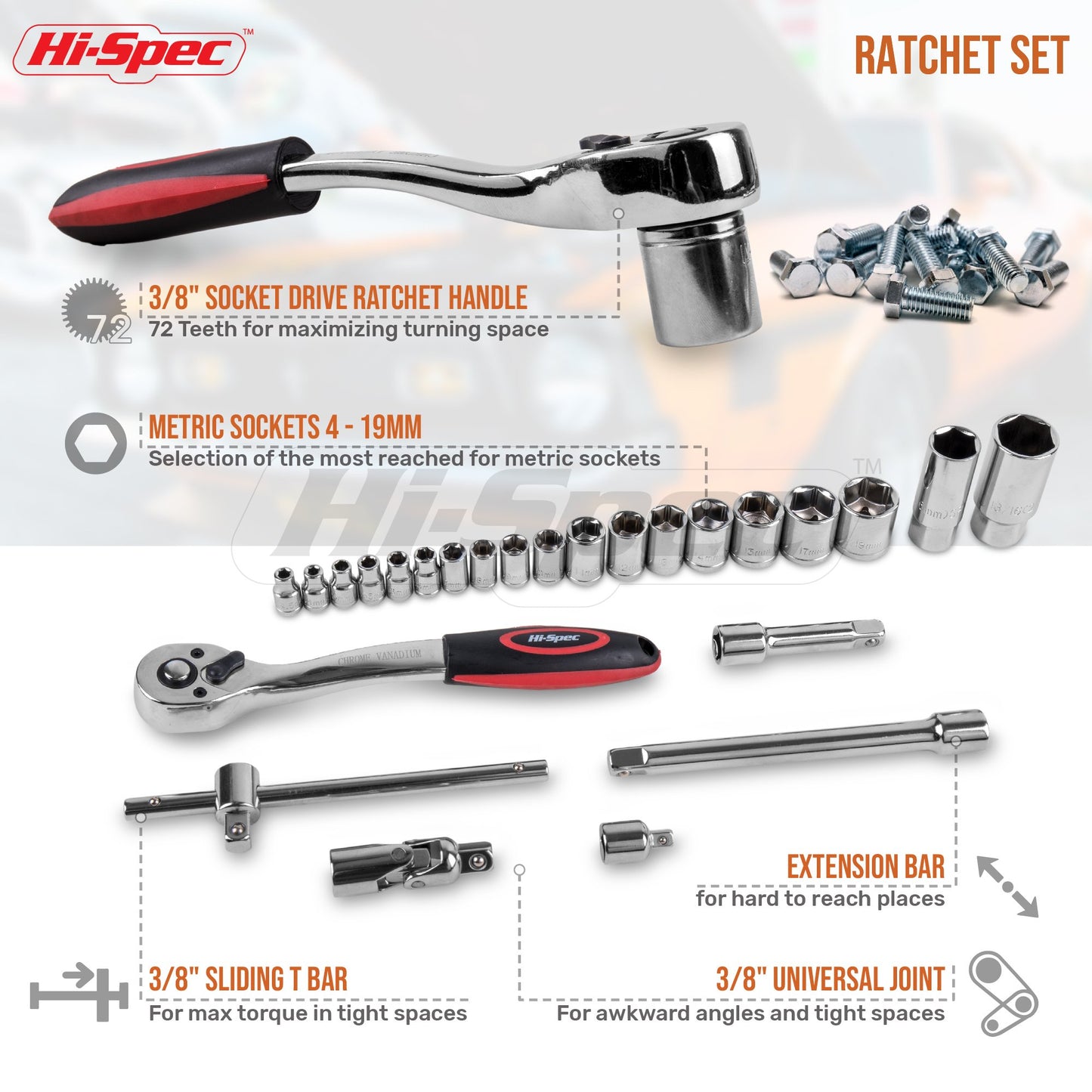 - Hi-Spec 67pc Car Tool Kit & Home DIY Mechanic Tools Set -