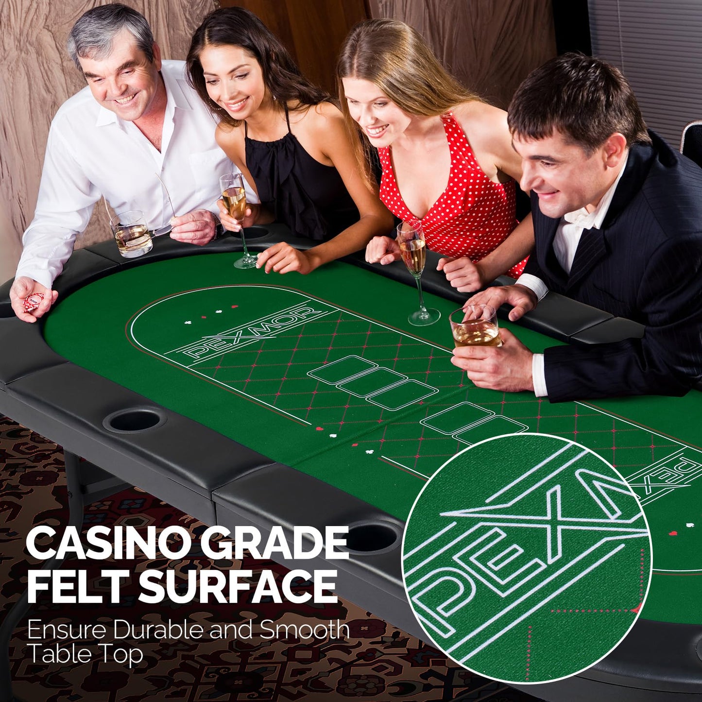 - PEXMOR Foldable 8 Player Poker Table | Folding Blackjack Casino Card Game Table  -
