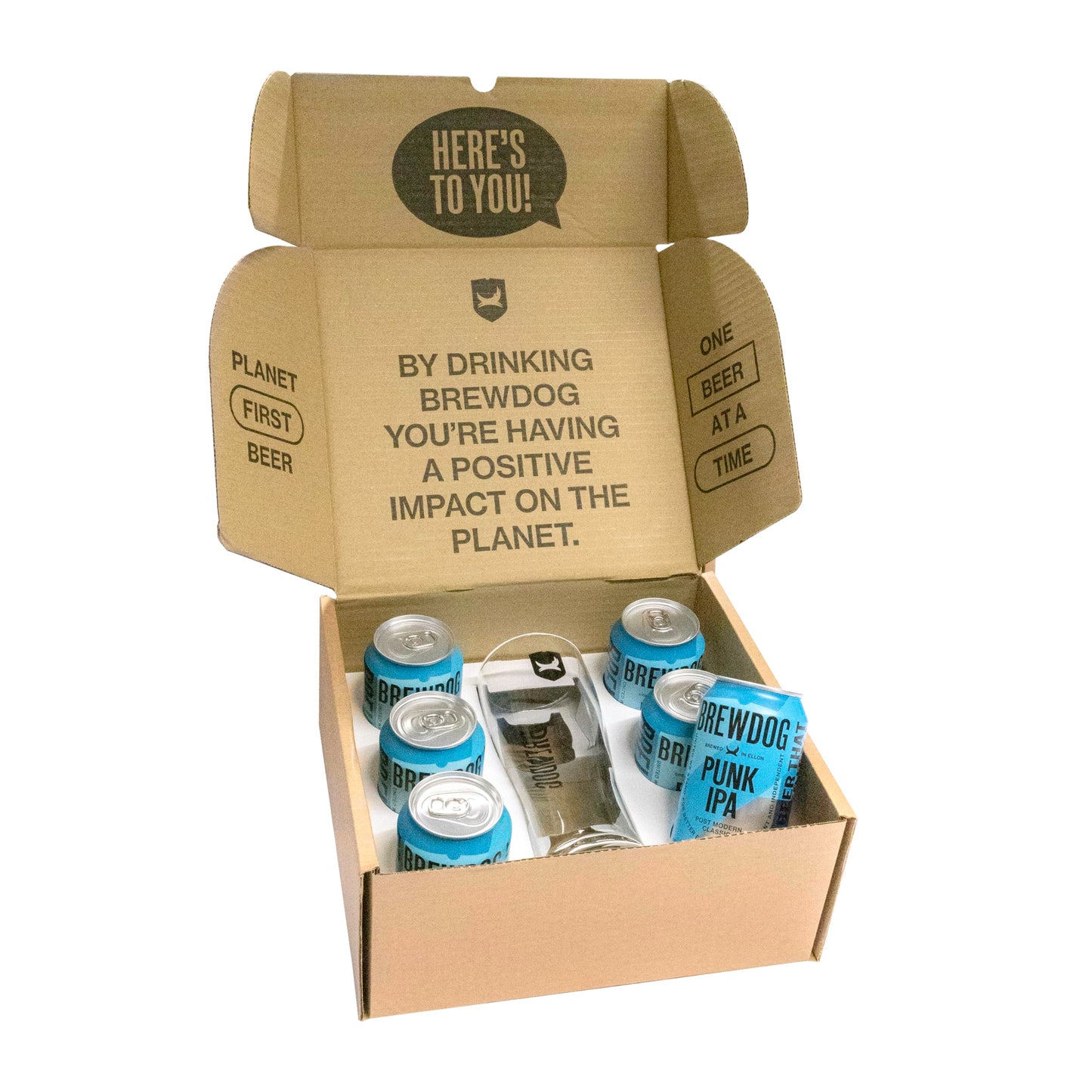 BrewDog Punk IPA Gift Pack Beers - Craft beer gift set - 6 x 330ml Cans and Glass