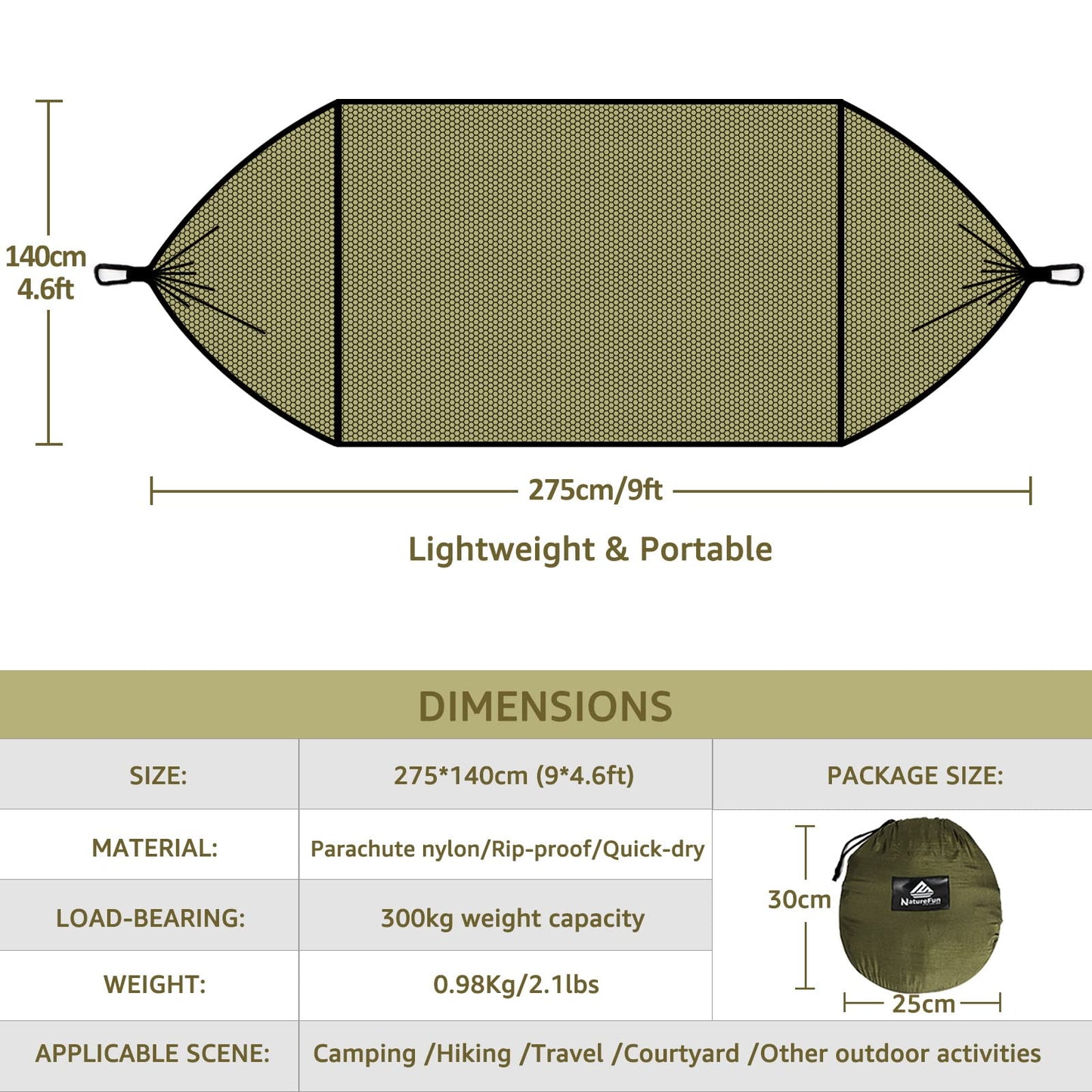 Chihee Ultra-Light Travel Camping Hammock Pop-up Bug Net Hammock 300kg Load Capacity,Breathable,Quick-drying Parachute Nylon 2 Premium Carabiners,2 Tree Slings Included for Outdoor Backpacking Hiking