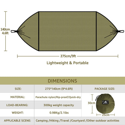 Chihee Ultra-Light Travel Camping Hammock Pop-up Bug Net Hammock 300kg Load Capacity,Breathable,Quick-drying Parachute Nylon 2 Premium Carabiners,2 Tree Slings Included for Outdoor Backpacking Hiking