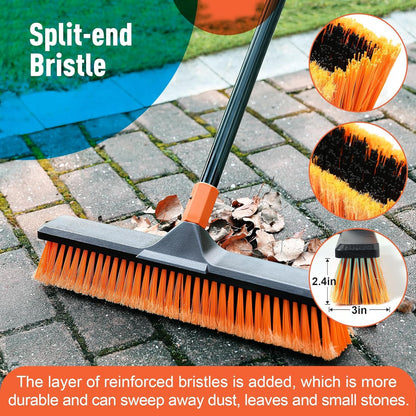 CLEANHOME Garden Broom, Yard Brush Heavy Duty Outdoor 2-1,166cm, suitable for Schools, Factories, Gardens, Broom Outdoor,Sweeping Brush(Orange black)