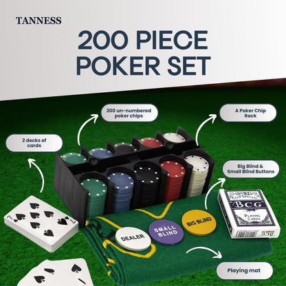 - Tanness 200 Pcs Poker Set | Casino Texas Holdem Poker Set | Black Jacks Game -