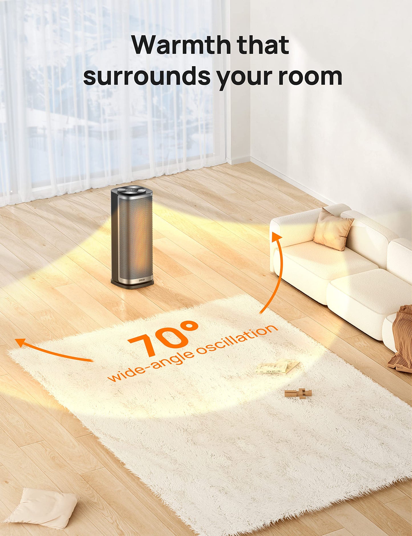 - Dreo 16 Inch Electric Heater | 1800W Energy Efficient Space Heaters | Thermostat | 70° Oscillating Remote Control -