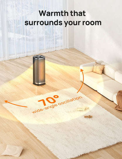 - Dreo 16 Inch Electric Heater | 1800W Energy Efficient Space Heaters | Thermostat | 70° Oscillating Remote Control -