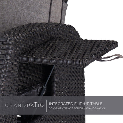 - Grand Patio Recliner Sunlounger | Adjustable Position Backrest Armchair With Flip Table -