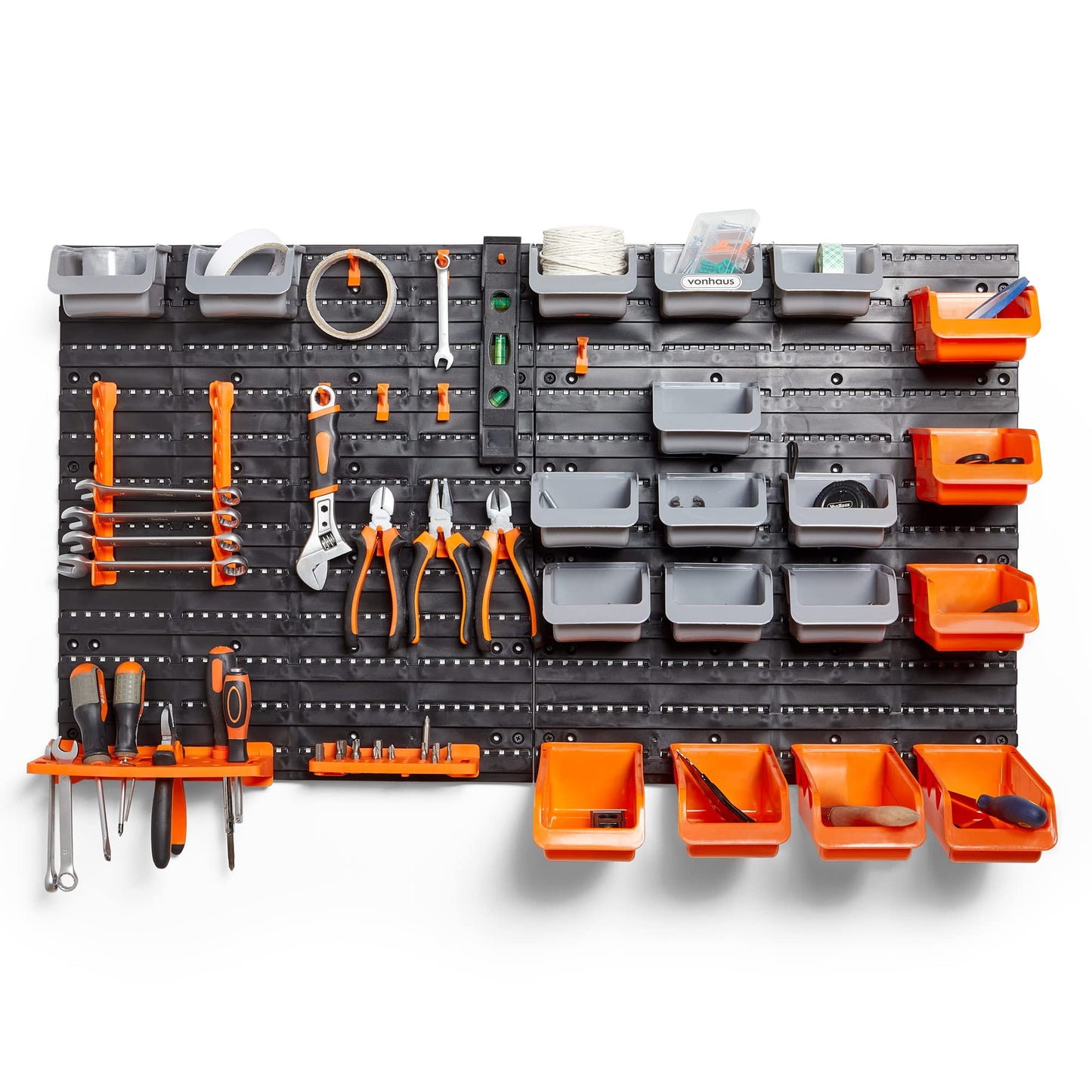 - VonHaus 44 Piece Wall Mounted Pegboard Hook, Storage Bins and Panel Set -