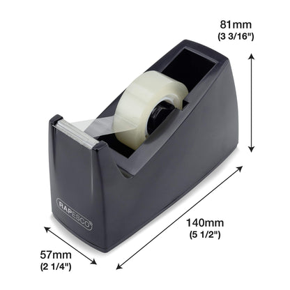 - Rapesco 1619 300 Tape Dispenser | 4 Tape Rolls | Black -