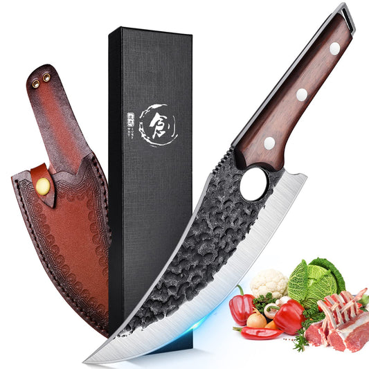 - Tivoli Chef Knife |  Boning Knife | Sheath Hand Forged -