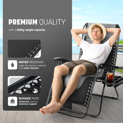 - KEPLIN Set of 2 XXL Premium Heavy Duty Textoline Zero Gravity Chairs | Luxurious Garden Recliners | Adjustable Headrest -