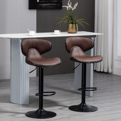 - HOMCOM Adjustable Swivel Bar Stools Set of 2 | Barstools with Footrest and Backrest -