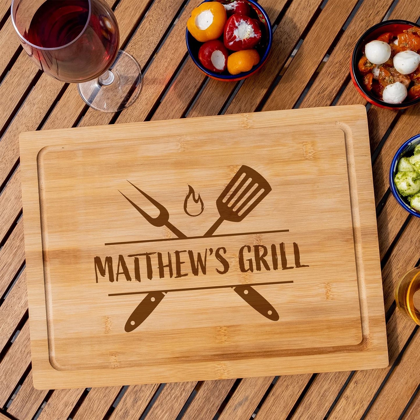 Barbeque Chopping Board - Personalised Name of BBQ Grill Kitchen Cutting Board