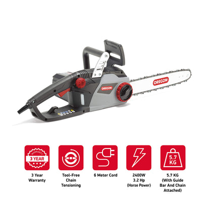 - Oregon 2400W Powerful Electric Chainsaw | with 16-Inch (40 cm) Bar | 3 Year Warranty by Oregon -
