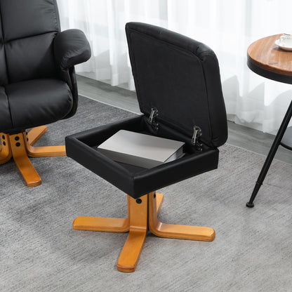 - HOMCOM Faux Leather Swivel Recliner Chair | Footstool | Wooden Base -