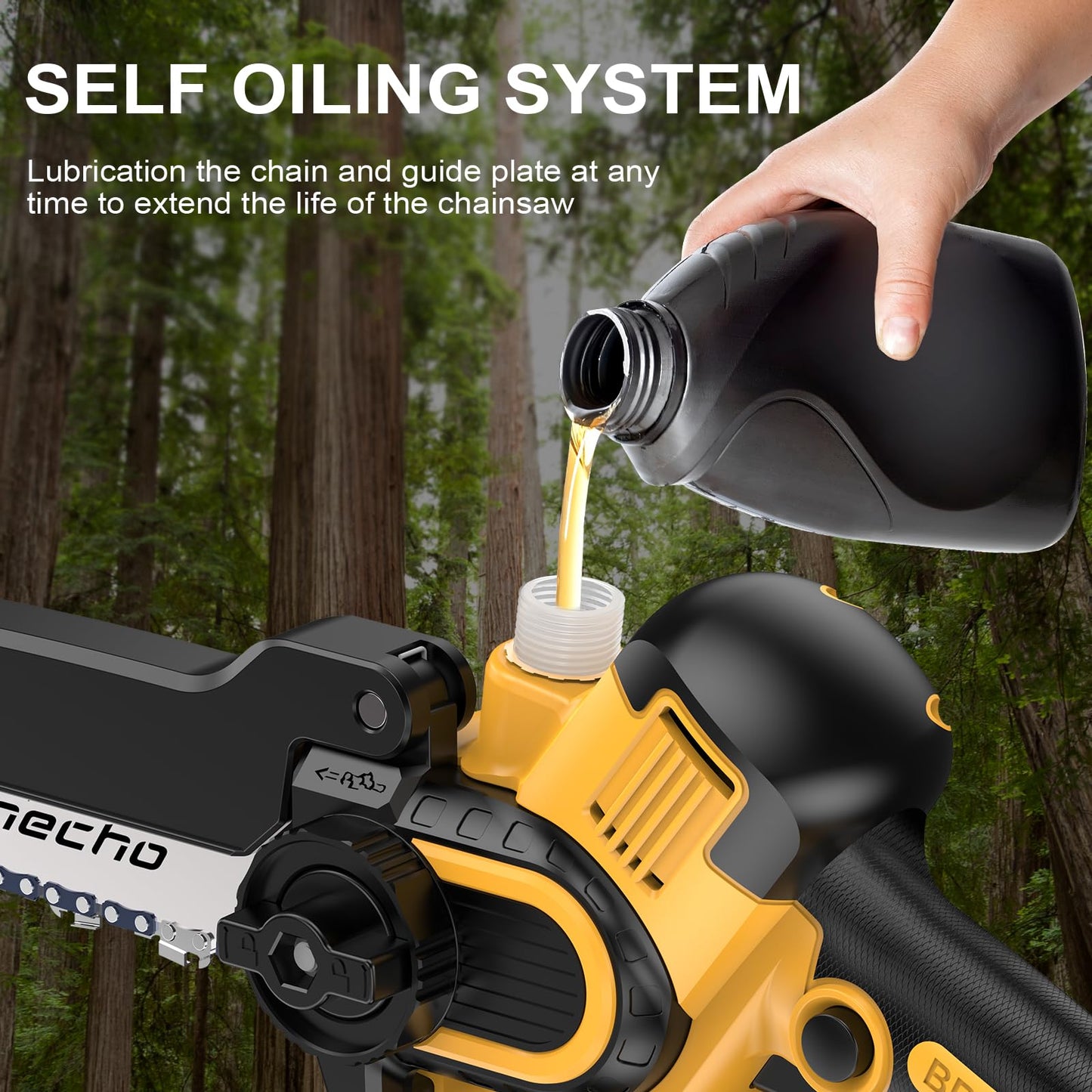 - Stonecho Mini Chainsaw 8 Inch | 2x4000mAh Battery Chainsaw with Oiler System -