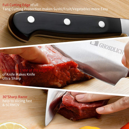 - GHOSDLICH 6 inch Chef Knife | 15CM Blade Kitchen Knife | Forged From German Stainless -