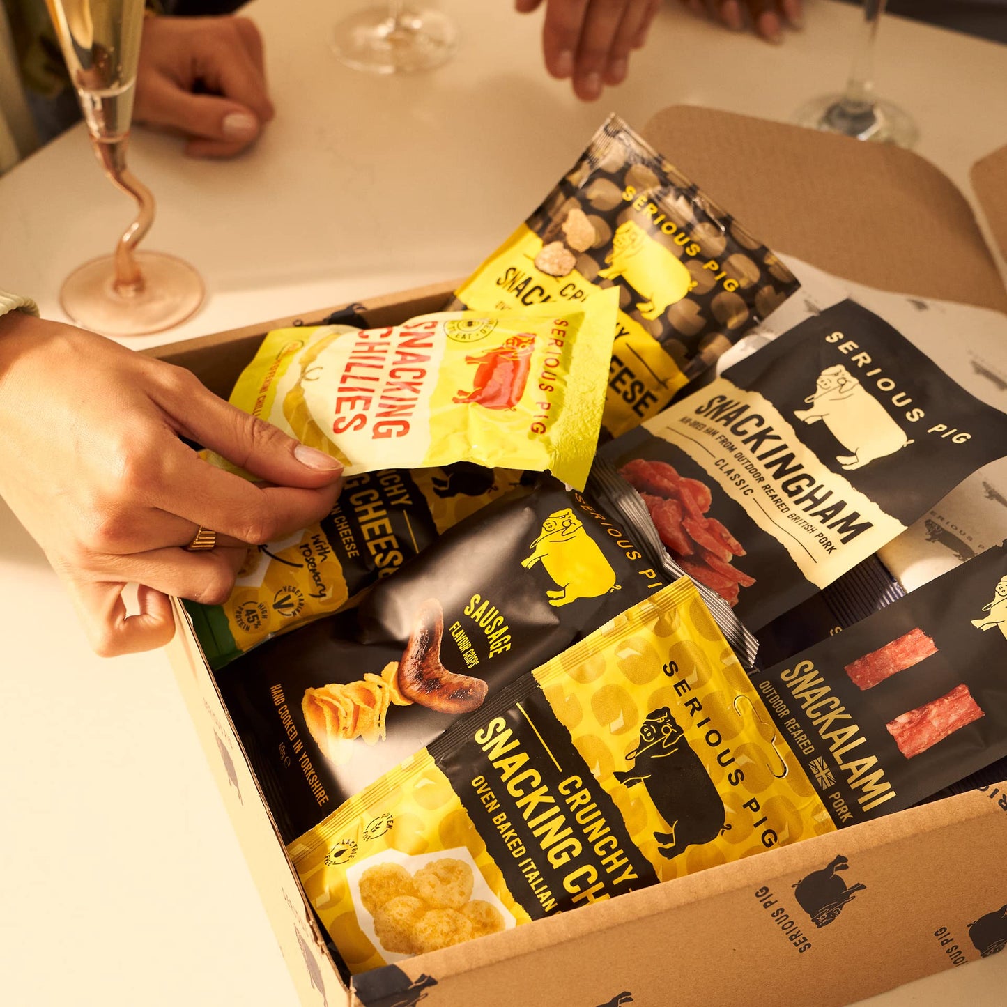 - Serious Pig Classic Selection Gift Box | Cheese Crisps |Salami Snacks | Pickles -