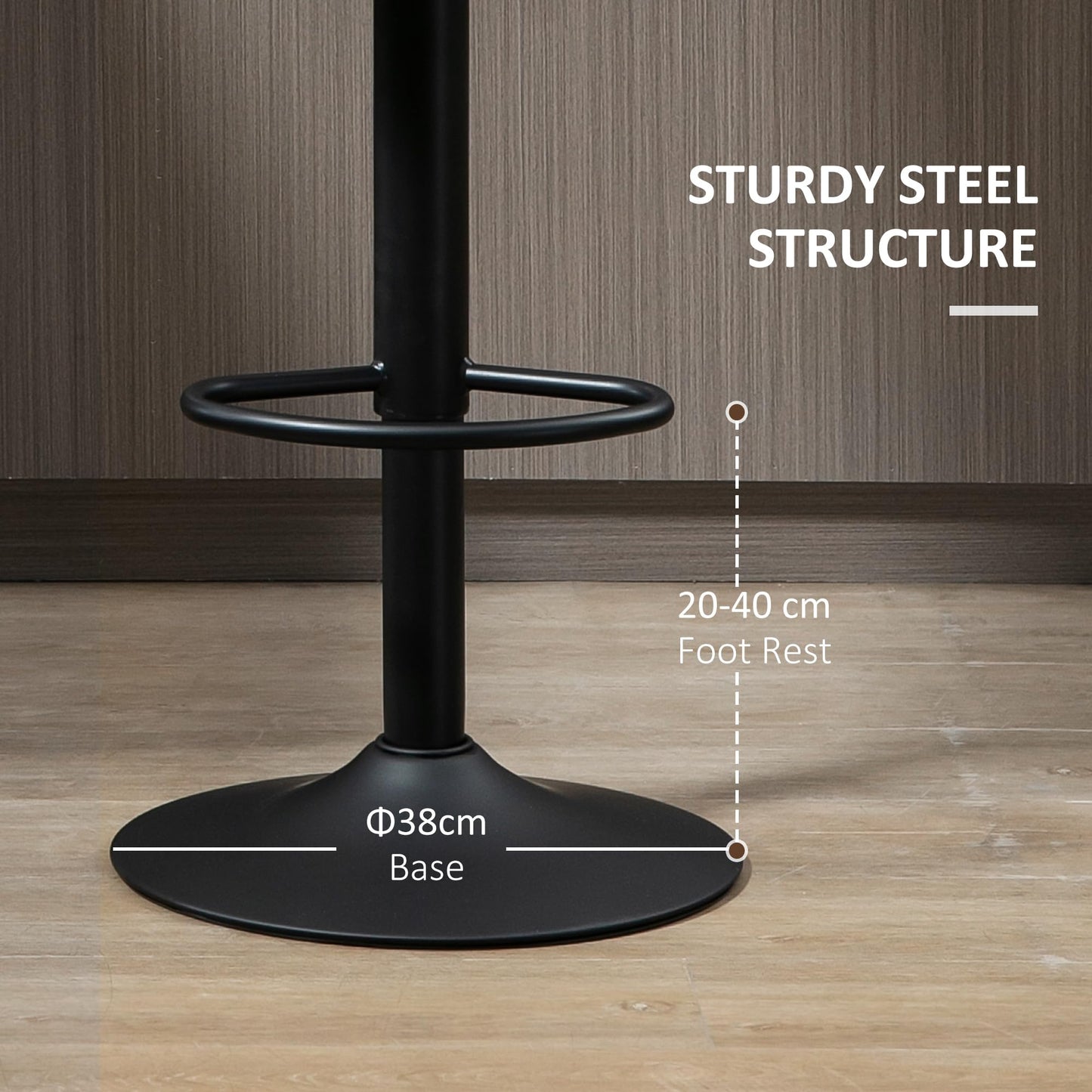 - HOMCOM Adjustable Swivel Bar Stools Set of 2 | Barstools with Footrest and Backrest -