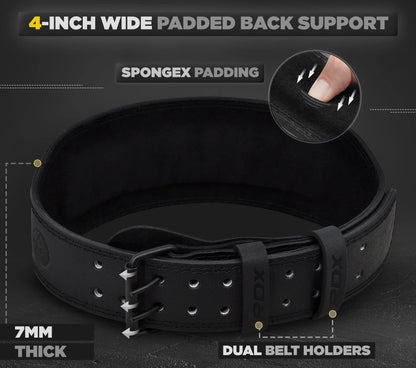 - RDX Weight Lifting Belt Gym Fitness | Cowhide Leather | 4” 6” Padded Lumbar Back Support -