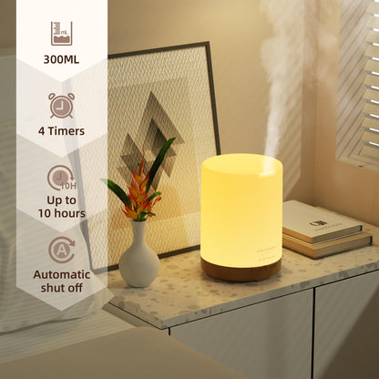 ASAKUKI 300ml Essential Oil Diffuser, Ultrasonic Aromatherapy Scented Diffuser Humidifier for Bedroom,Baby Room,Spa with 7 LED Color Lights and Auto Shut-Off, BPA-Free- Yellow Wood Grain