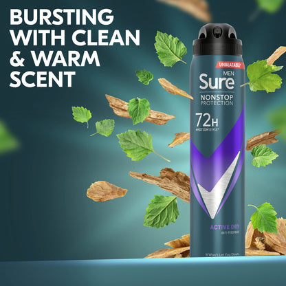 - Sure Men | Nonstop Protection | Active Dry Antiperspirant Deodorant | 250 ml -