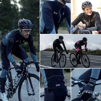 - FDX Men’s Thermodream Winter Cycling Jersey Long Sleeve | Water Resistant | Windproof -