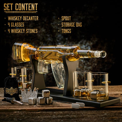- Whisiskey – Whiskey Decanter – Rifle - 1000 ml – Whiskey Carafe Set