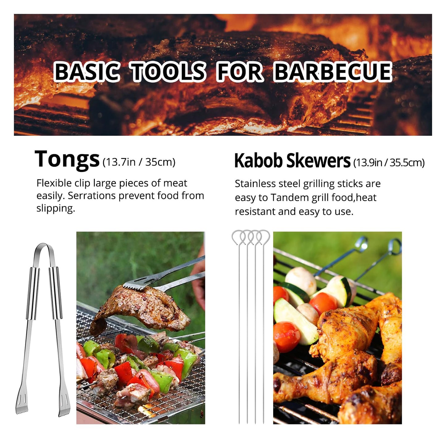 BBQ Utensil Set Stainless Steel Professional Barbecue Accessories Grill Tool with Bag Easy to Carry (9)