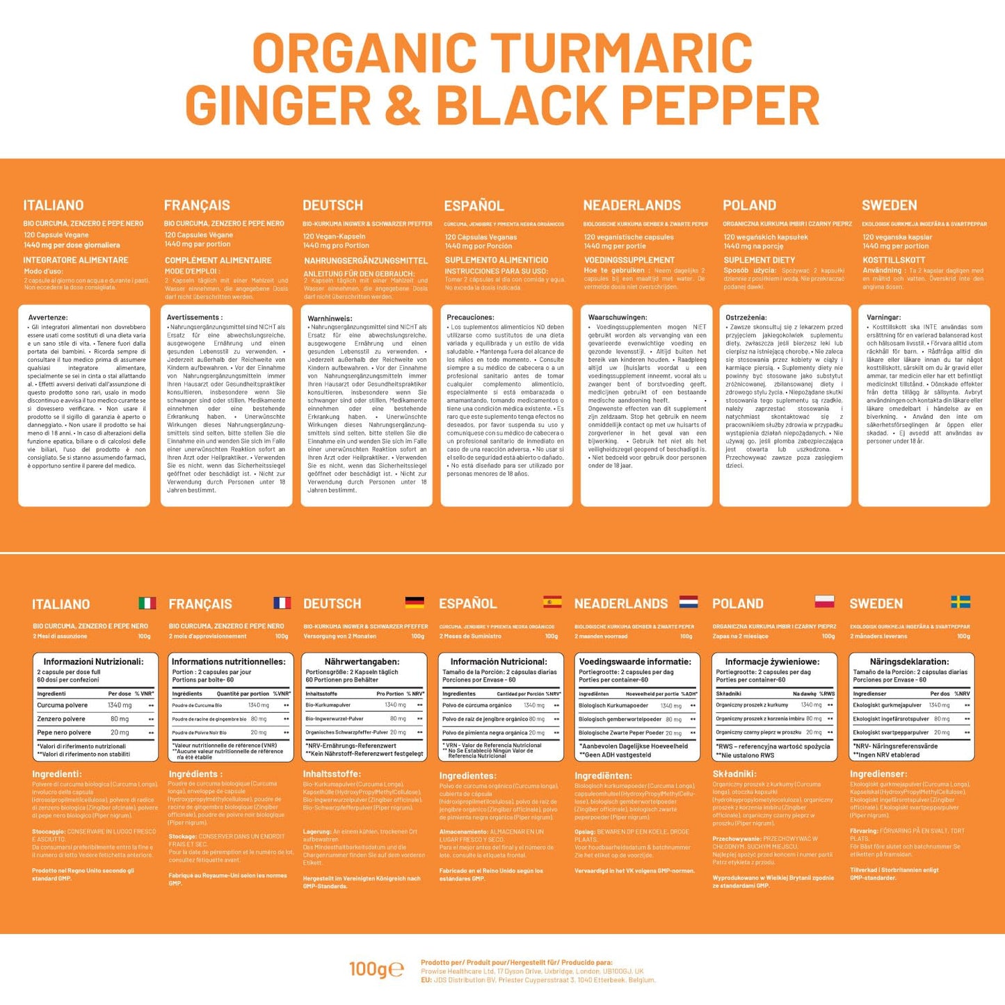 - Organic Turmeric Capsules High Strength 1440mg | 120 Capsules with Black Pepper, Ginger & Active Ingredient Curcumin -