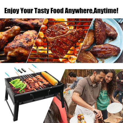 Barbecue Grill, AGM Charcoal Grill Portable Folding BBQ Grill Barbecue Desk Tabletop Outdoor Stainless Steel Smoker BBQ for Picnic Garden Terrace Camping Travel