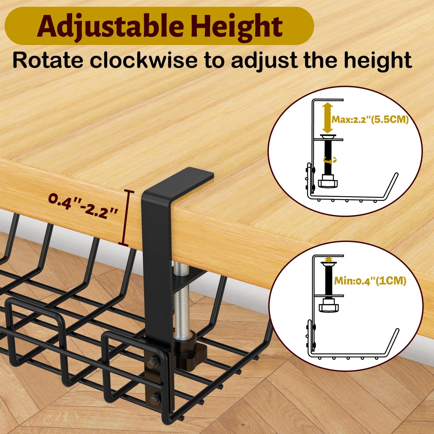 - Mokani Cable Management Under Desk Tray | No-Drill Desk Cable Wire Organiser -