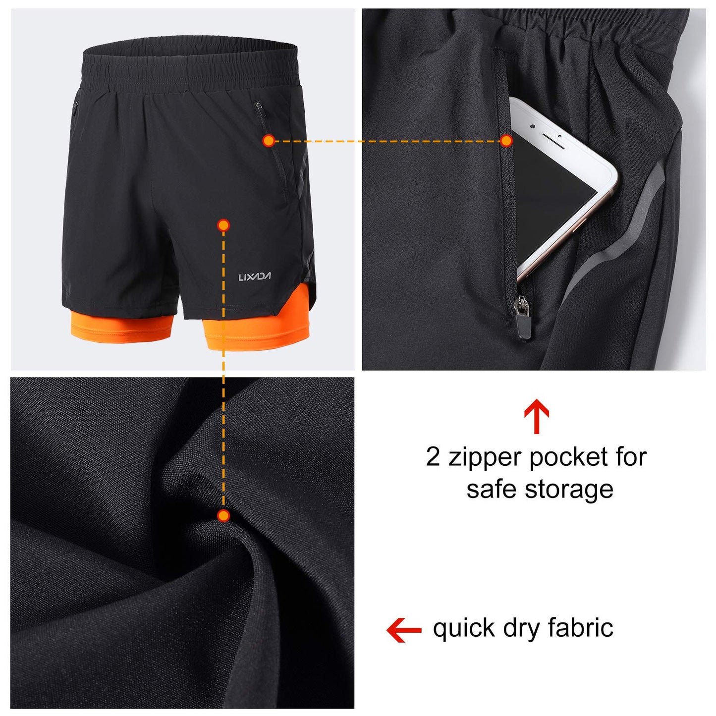 - Lixada Men 2 in 1 Running Shorts | Quick Drying | Breathable -