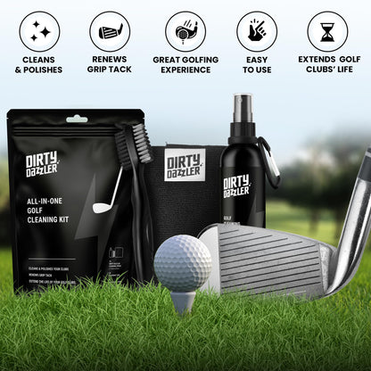 - Dirty Dazzler Golf Club Cleaning Kit | Includes a Groove Cleaner Tool | Golf Club Cleaner Brush, Towel and Golf Club Cleaner Spray -