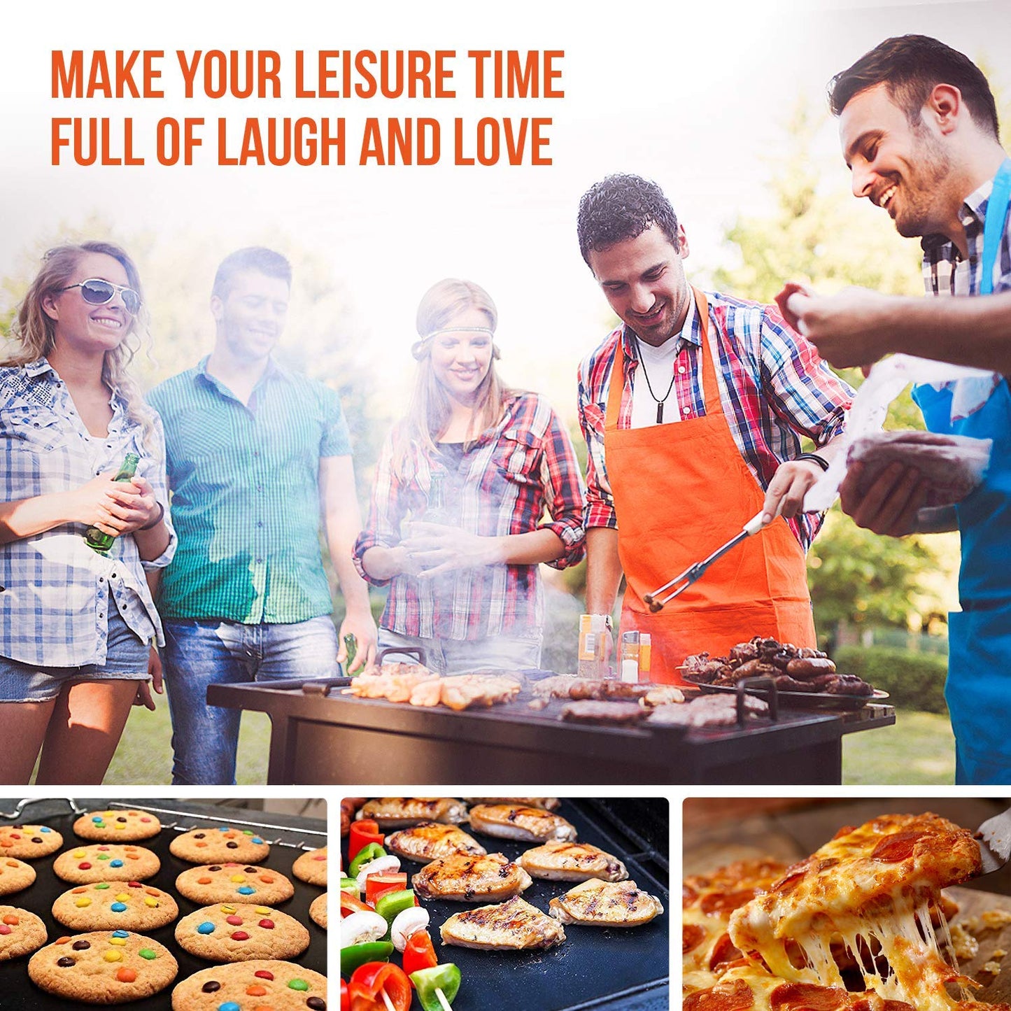 Ankier BBQ Grill Mat, Set of 8 Non Stick BBQ Baking Mats Reusable for Charcoal, Gas or Electric Grill - Easy to Clean, Heat Resistant Barbecue Sheets [Black]