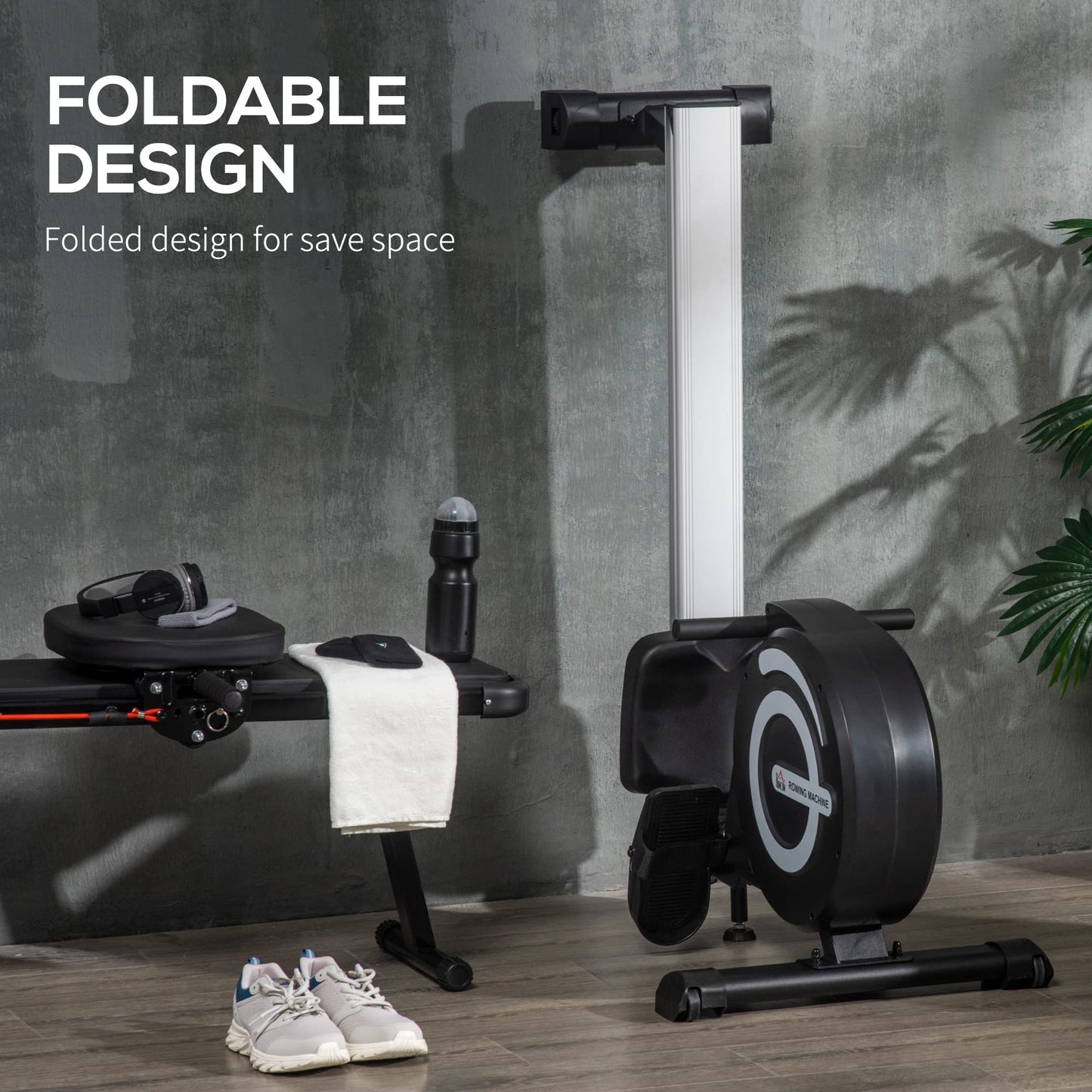 - HOMCOM Indoor Body Health & Fitness Adjustable Magnetic Rowing Machine Rower | LCD Digital Monitor | Wheels -