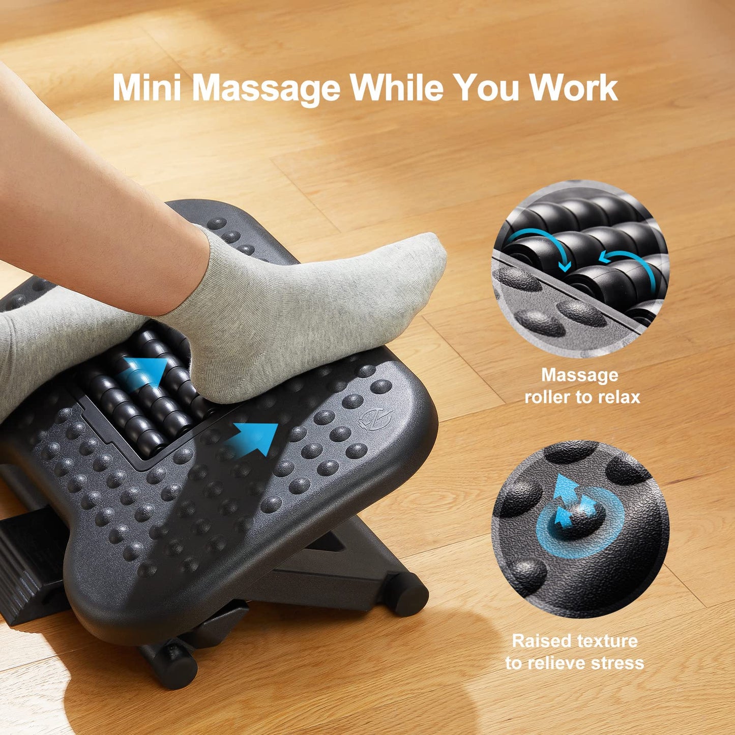 - HUANUO Foot Rest | Foot Rest Under Desk | Adjustable Angle & 3 Different Height Positions -