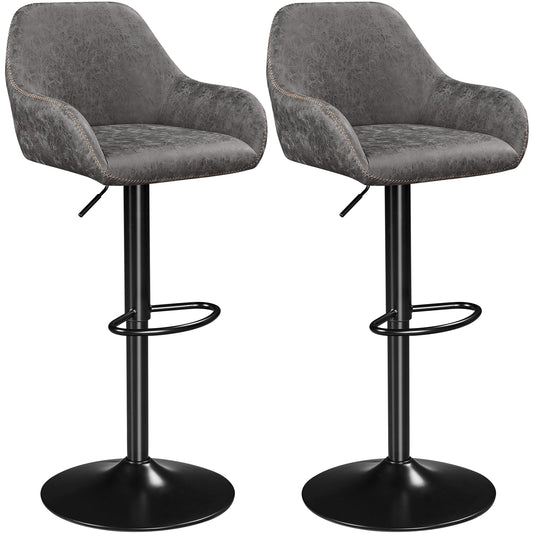 - Yaheetech Set of 2 Bar Stools Height Adjustable Swivel Barstools PU Leather Upholstered Bar Chair