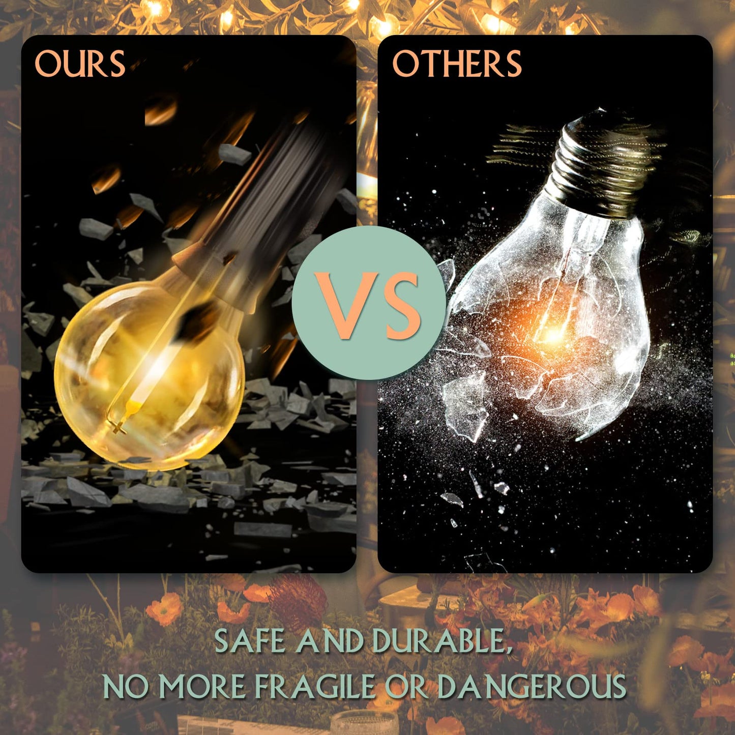 - Naatsu Outdoor LED String Lights 36.5M/120FT | G40 Globe Patio Lights | Energy Saving -