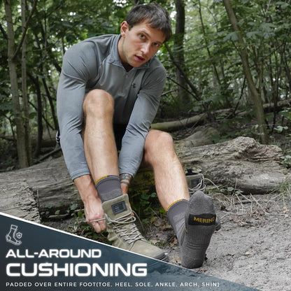 - Merino Wool Compression Anti-Blister Hiking Socks | Outdoor Walking Crew Socks for Men | 3 Pairs -