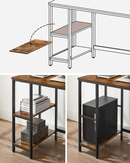 - VASAGLE Computer Desk, Writing Desk with 2 Shelves -