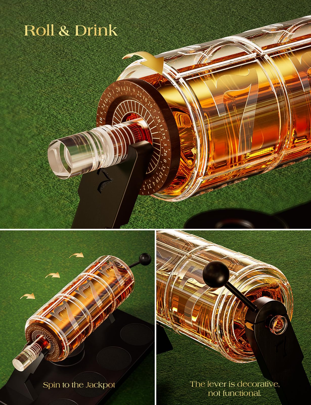 - Kollea Slot Whiskey Decanter Sets | 50.7 Oz Whiskey Decanter Set | 4 Glasses | Casino Style Decanter -