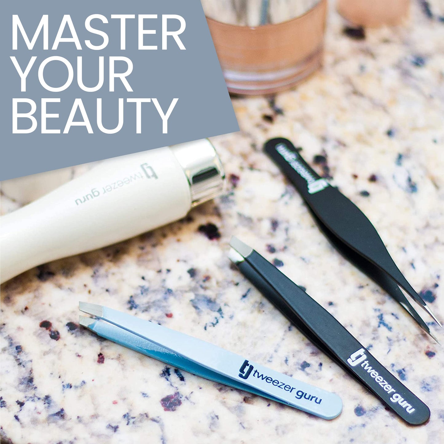 - Tweezer Guru Eyebrow Tweezers | Professional, Stainless Steel |Slanted Ingrown Hair Tweezers -