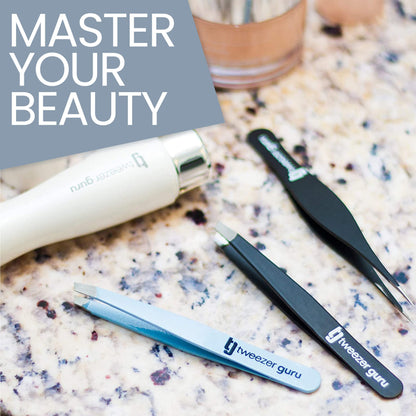 - Tweezer Guru Eyebrow Tweezers | Professional, Stainless Steel |Slanted Ingrown Hair Tweezers -