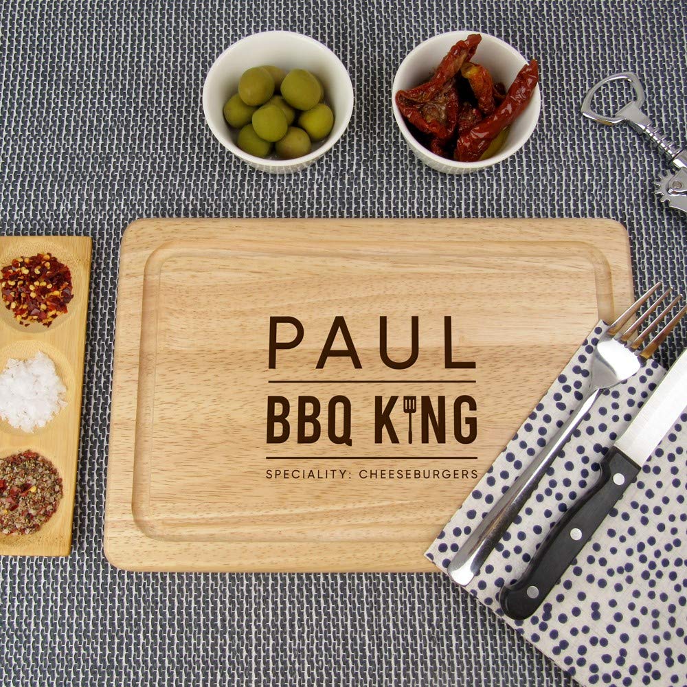 - eBuyGB BBQ King Rectangle Chopping Board | Personalised Cutting Board | Meat Serving Board -