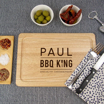- eBuyGB BBQ King Rectangle Chopping Board | Personalised Cutting Board | Meat Serving Board -